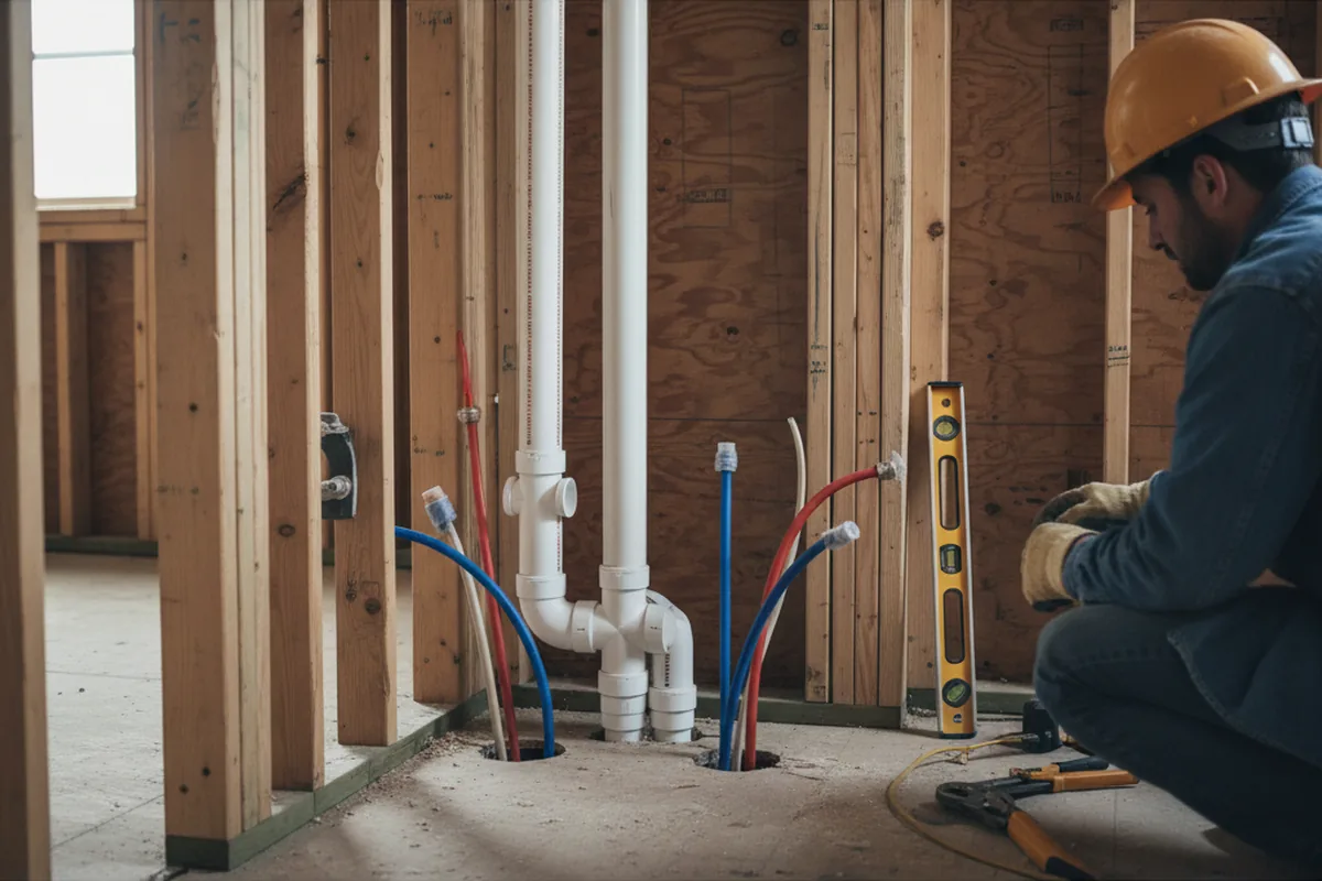 Drain and supply rough-in during Garbage Disposal Repair in Bloxom